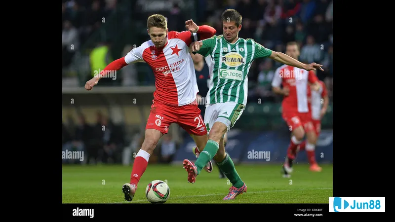 Slavia Prague vs Bodo/Glimt match action photo showing intense competition Slavia Prague vs Bodo/Glimt match action photo showing intense competition